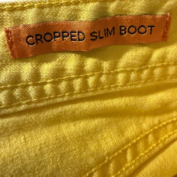Tory Burch Bright Yellow Cropped Slom Boot Cut Jeans Size 27 (4) - Picture 8 of 11